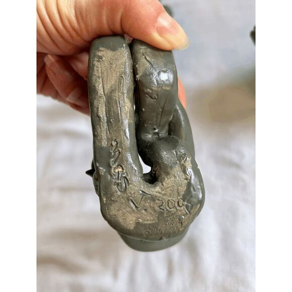 Unique Tribal Clay Statues Set of Three, Small, Signed, Unknown Signature - Picture 4 of 11